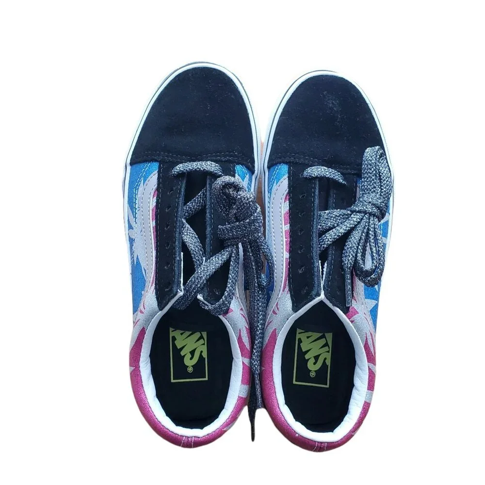 Vans Old Skool womes 6.5/big kids 4.5Y Platform After Dark Summer Leaf/True Whit